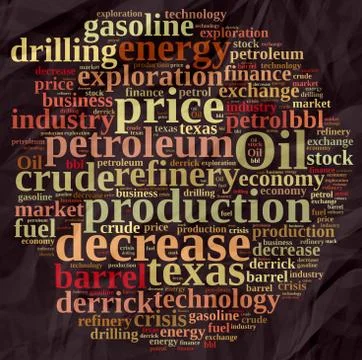 Word cloud on the price of oil. Stock Illustration