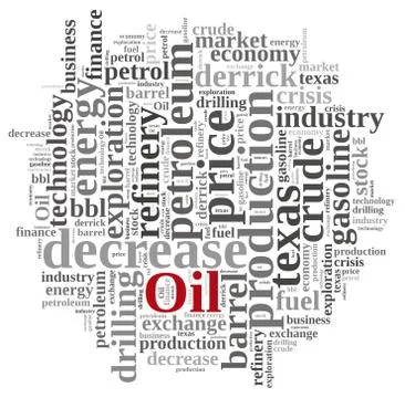 Word cloud on the price of oil. Stock Illustration