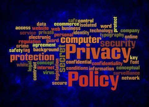 Word Cloud with PRIVACY POLICY concept create with text only Stock Illustration