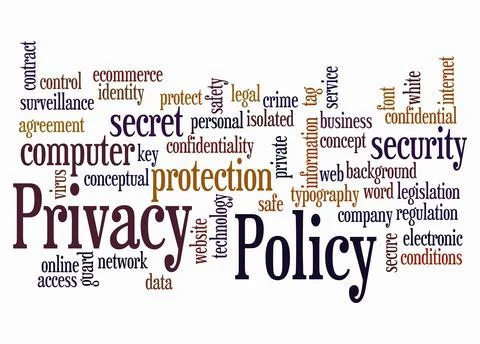 Word Cloud with PRIVACY POLICY concept create with text only Stock Illustration
