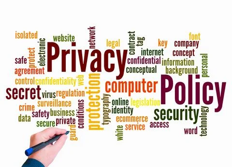 Word Cloud with PRIVACY POLICY concept create with text only Stock Illustration