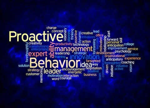 Word Cloud with PROACTIVE BEHAVIOR concept create with text only Stock Illustration