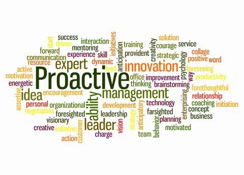 Word Cloud with PROACTIVE concept create with text only Stock Illustration