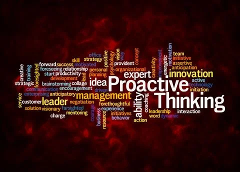 Word Cloud with PROACTIVE THINKING concept create with text only Stock Illustration