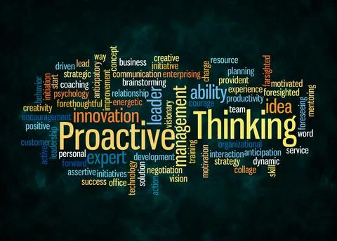 Word Cloud with PROACTIVE THINKING concept create with text only Stock Illustration