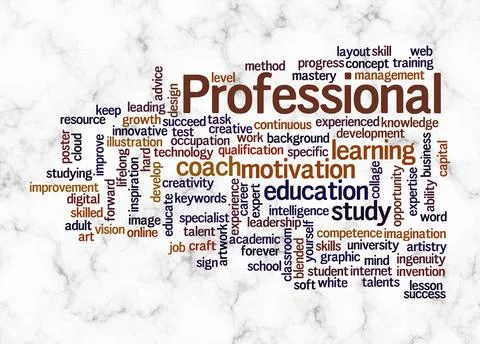 Word Cloud with PROFESSIONAL concept create with text only Stock Illustration