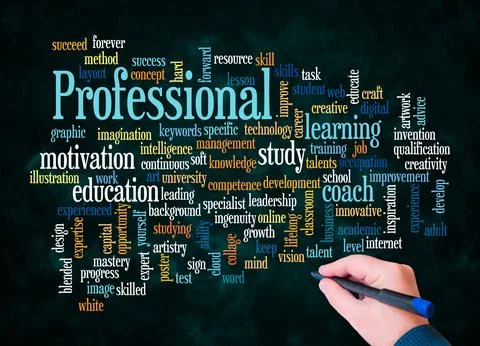 Word Cloud with PROFESSIONAL concept create with text only Stock Illustration
