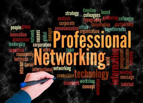 Word Cloud with PROFESSIONAL NETWORKING concept create with text only Stock Illustration