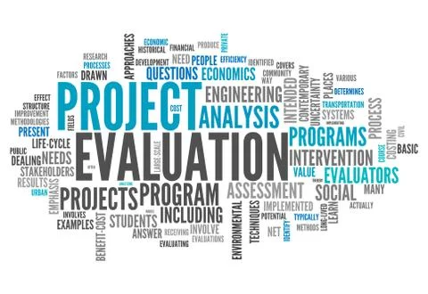 Word cloud project evaluation Illustrazione stock