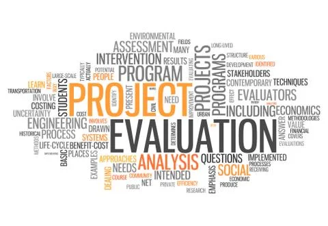 Word cloud project evaluation Illustrazione stock
