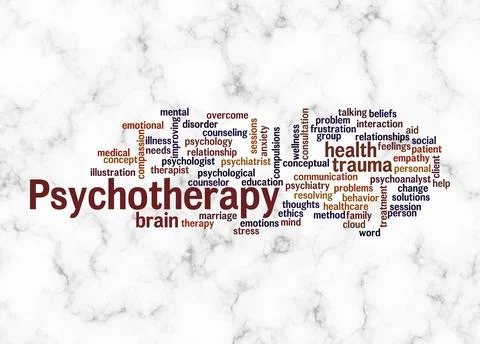 Word Cloud with PSYCHOTHERAPY concept create with text only Stock Illustration
