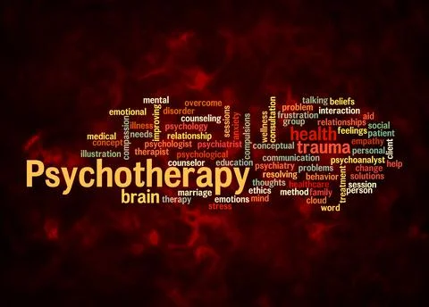 Word Cloud with PSYCHOTHERAPY concept create with text only Stock Illustration