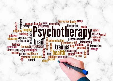 Word Cloud with PSYCHOTHERAPY concept create with text only Stock Illustration