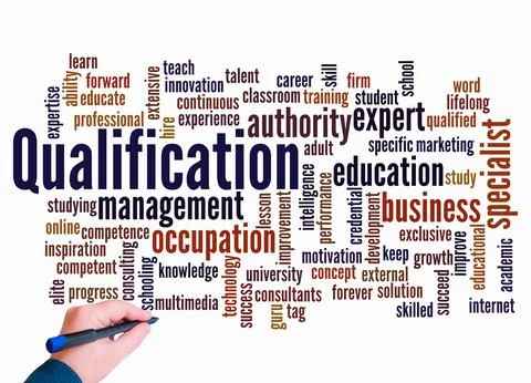 Word Cloud with QUALIFICATION concept create with text only Stock Illustration