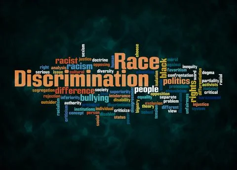 Word Cloud with RACE DISCRIMINATION concept create with text only Stock Illustration