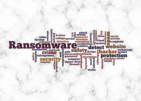Word Cloud with RANSOMWARE concept create with text only Stock Illustration