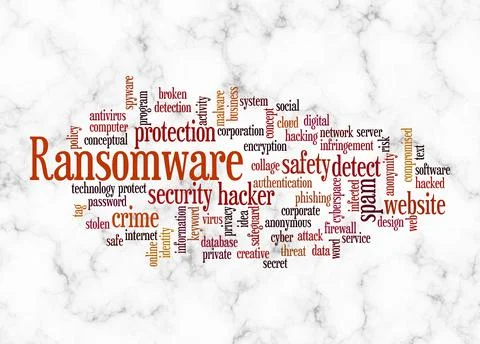 Word Cloud with RANSOMWARE concept create with text only Stock Illustration