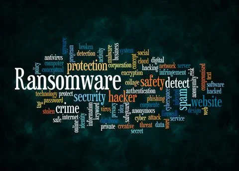 Word Cloud with RANSOMWARE concept create with text only Stock Illustration