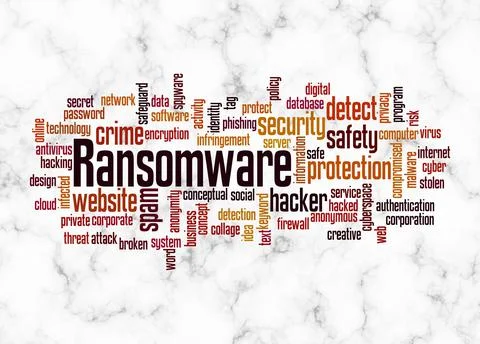 Word Cloud with RANSOMWARE concept create with text only Stock Illustration