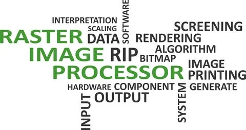 Word cloud - raster image processor Stock Illustration