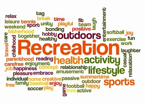 Word Cloud with RECREATION concept create with text only Stock Illustration