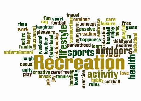 Word Cloud with RECREATION concept create with text only Stock Illustration