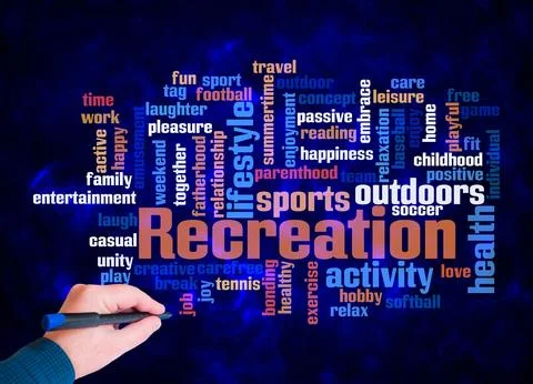 Word Cloud with RECREATION concept create with text only Stock Illustration