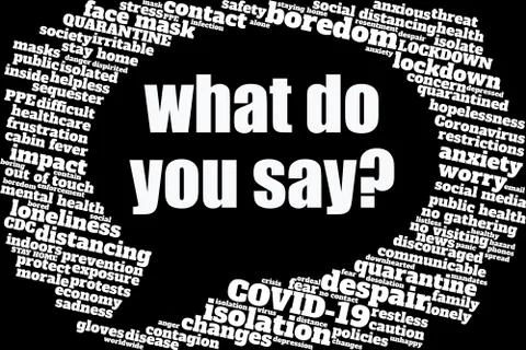 Word cloud regarding COVID-19 and quarantine issues Illustrazione stock