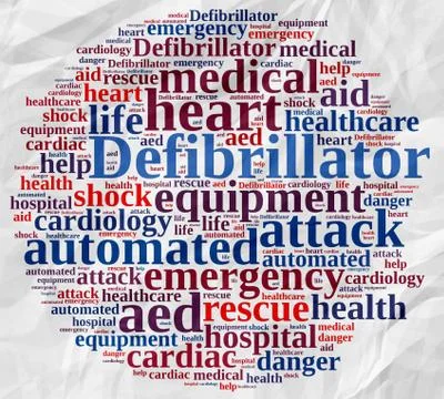 Word cloud relating to Defibrillator. Stock Illustration