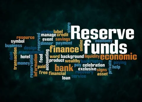 Word Cloud with RESERVE FUNDS concept create with text only Stock Illustration