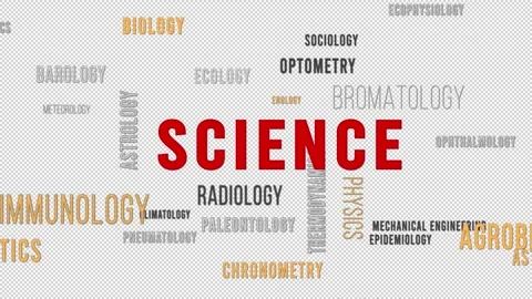 Word Cloud Science Alpha - Sceintific Fields of Study Front Video stock 291713162