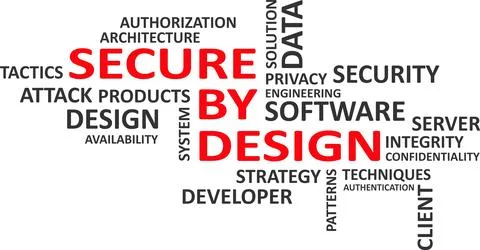 Word cloud - secure by design Illustrazione stock