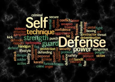 Word Cloud with SELF DEFENSE concept create with text only Stock Illustration