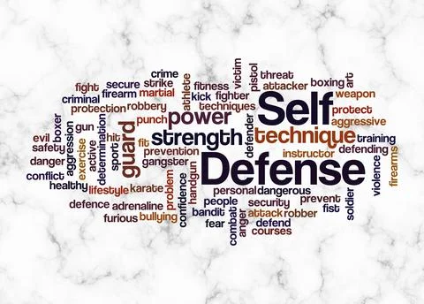 Word Cloud with SELF DEFENSE concept create with text only Stock Illustration