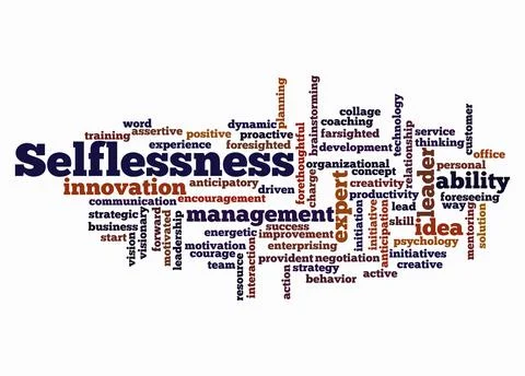 Word Cloud with SELFLESSNESS concept create with text only Illustrazione stock
