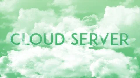 Word CLOUD SERVER in the clouds and colorful sky Stock Illustration