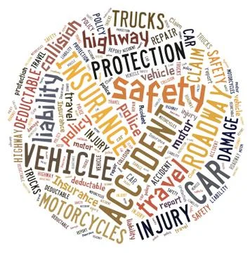 Word cloud showing words dealing with vehicle insurance Stock Illustration