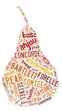 Word Cloud showing words dealing with different types of pears Stock Illustration