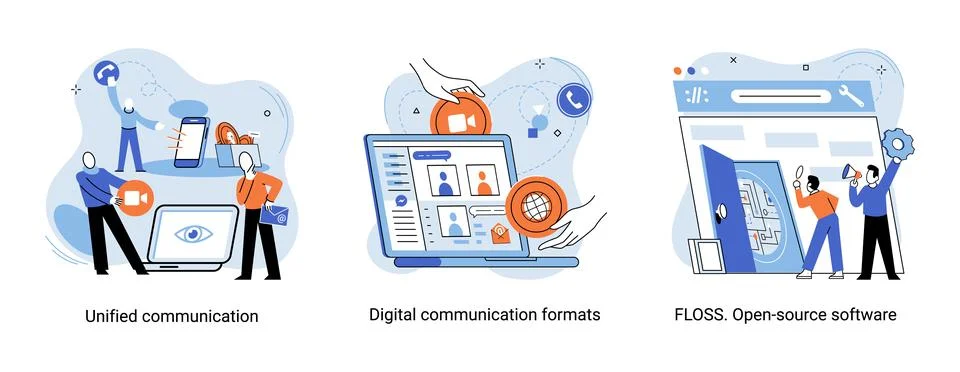 Word cloud of software related items. Digital communication formats, floss, open Stock Illustration
