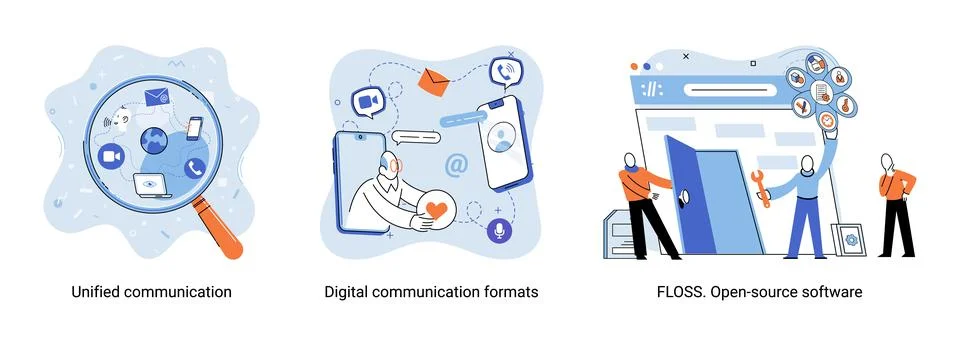 Word cloud of software related items. Digital communication formats, floss, open Stock Illustration