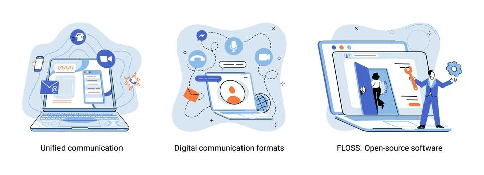 Word cloud of software related items. Digital communication formats, floss, open Stock Illustration