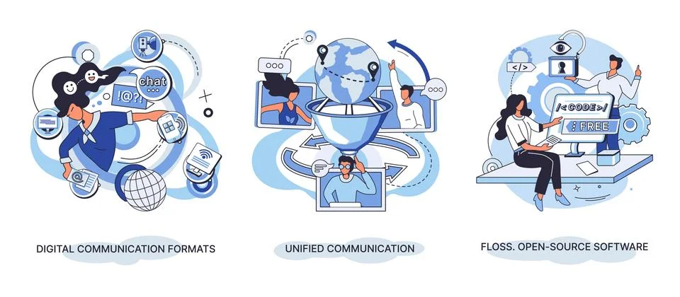 Word cloud of software related items. Digital communication formats, floss, open Stock Illustration