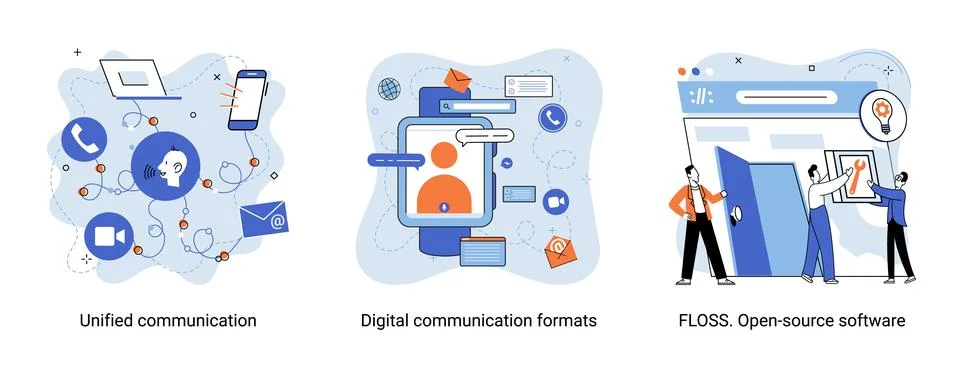 Word cloud of software related items. Digital communication formats, floss, open Stock Illustration