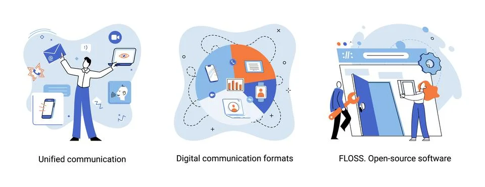Word cloud of software related items. Digital communication formats, floss, open 스톡 일러스트