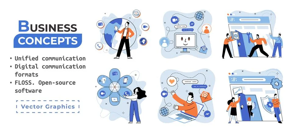 Word cloud of software related items. Digital communication formats, floss, open 스톡 일러스트