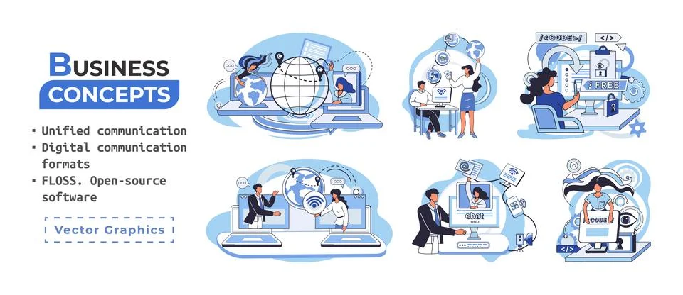 Word cloud of software related items. Digital communication formats, floss, open Stock Illustration