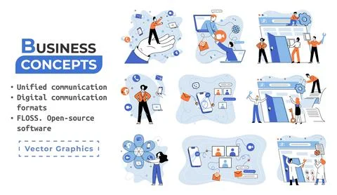 Word cloud of software related items. Digital communication formats, floss, open Illustrazione stock