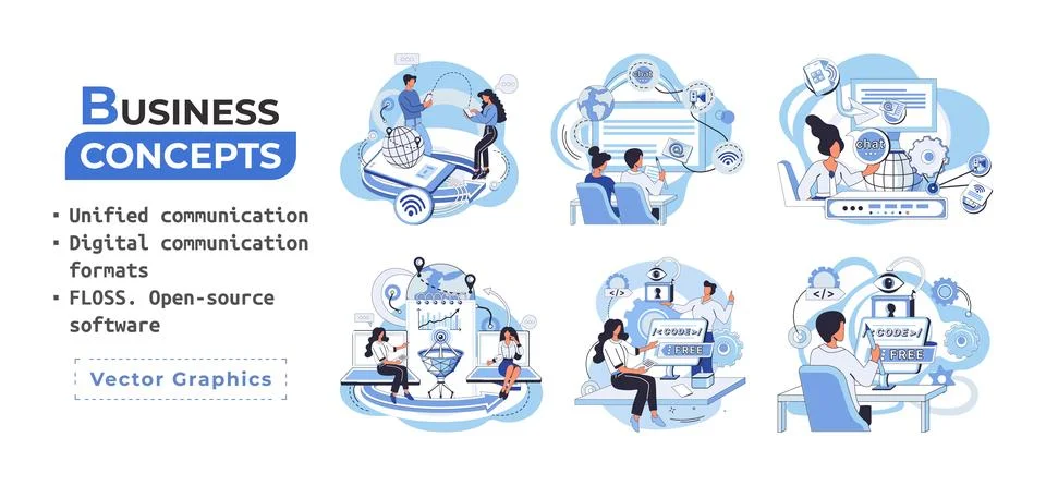 Word cloud of software related items. Digital communication formats, floss, open Stock Illustration