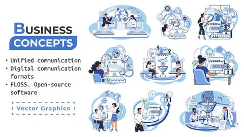 Word cloud of software related items. Digital communication formats, floss, open Stock Illustration