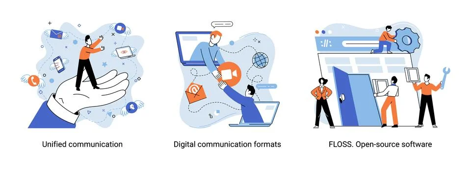 Word cloud of software related items. Digital communication formats, floss, open Stock Illustration